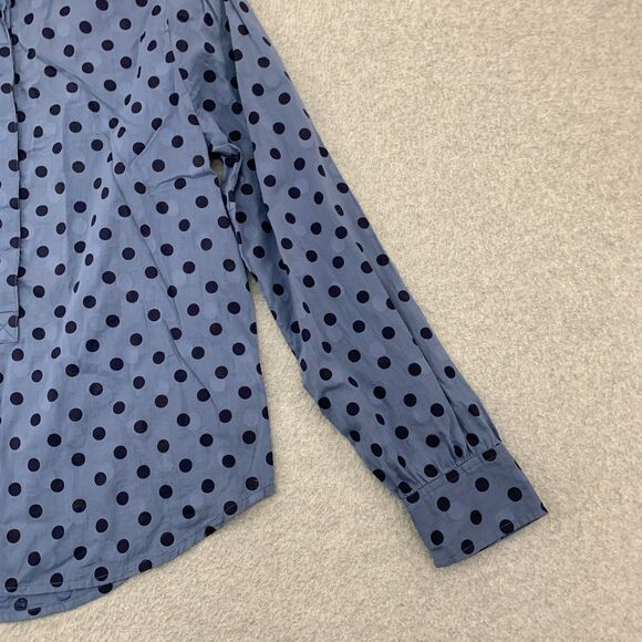 J.CREW Popover Shirt Womens Size 2 Polka Dot Jacquard Blue Sheer Career - Picture 5 of 16